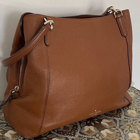 Kate Spade Jackson Triple Compartment Shoulder Tote Satchel Gingerbread color - Picture 8 of 16